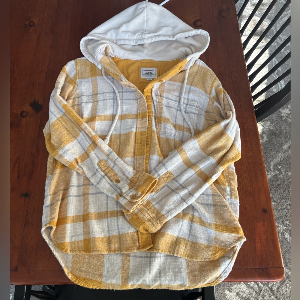 American Eagle Hooded Flannel Oversized Hoodie Sweatshirt - Size XS
